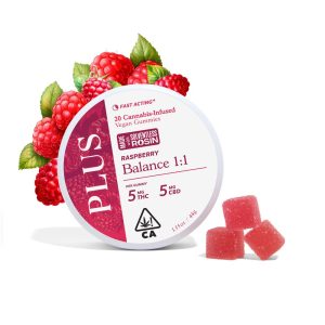 Per Gummy: 5MG THC, 5MG CBD Per Tin: 100MG THC, 100MG CBD Find your balance with Raspberry 1:1 gummies. With an equal amount of THC & CBD, these gummies are great for those seeking equilibrium between relaxation and a gentle buzz. Raspberry ‘Balance’